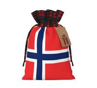 Drawstring Christmas Gift Bags - Norwegian flag Print Candy Decorative Pouches, for Holiday Celebrations Wrap Medium
