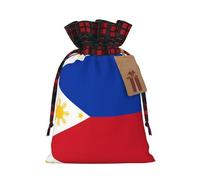 Drawstring Christmas Gift Bags - Philippine flag Print Candy Decorative Pouches, for Holiday Celebrations Wrap Small