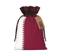 Drawstring Christmas Gift Bags - Qatar flag Print Candy Decorative Pouches, for Holiday Celebrations Wrap Small