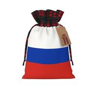 Drawstring Christmas Gift Bags - Russian Flag Print Candy Decorative Pouches, for Holiday Celebrations Wrap Medium