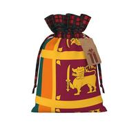 Drawstring Christmas Gift Bags - Sri Lanka Flag Print Candy Decorative Pouches, for Holiday Celebrations Wrap Medium