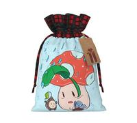 Drawstring Christmas Gift Bags - Sunflower seeds and mushroom Print Candy Decorative Pouches, for Holiday Celebrations Wrap Small