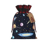 Drawstring Christmas Gift Bags with Tag Small Treat Goody Bags Reusable Gift Wrapping Sacks Pouches Xmas Presents Wrapping Bag The Solar Family Candy Treat Bag for Party Favors Small