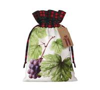 Drawstring Christmas Gift Bags with Tag Small Treat Goody Bags Reusable Gift Wrapping Sacks Pouches Xmas Presents Wrapping Bag Beautiful Grape Leaves Candy Treat Bag for Party Favors Small