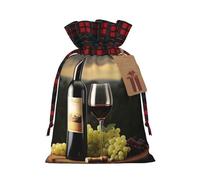 Drawstring Christmas Gift Bags with Tag Small Treat Goody Bags Reusable Gift Wrapping Sacks Pouches Xmas Presents Wrapping Bag Red Wine Candy Treat Bag for Party Favors Small