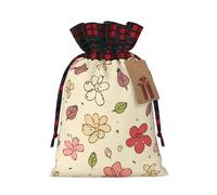Drawstring Christmas Gift Bags with Tag Small Treat Goody Bags Reusable Gift Wrapping Sacks Pouches Xmas Presents Wrapping Bag Lovely flower patterns Candy Treat Bag for Party Favors Medium