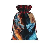 Drawstring Christmas Gift Bags with Tag Small Treat Goody Bags Reusable Gift Wrapping Sacks Pouches Xmas Presents Wrapping Bag Ice and Fire Dragons Candy Treat Bag for Party Favors Small