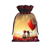 Drawstring Christmas Gift Bags with Tag Small Treat Goody Bags Reusable Gift Wrapping Sacks Pouches Xmas Presents Wrapping Bag Love Couple Candy Treat Bag for Party Favors Medium