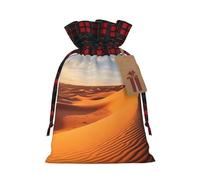 Drawstring Christmas Gift Bags with Tag Small Treat Goody Bags Reusable Gift Wrapping Sacks Pouches Xmas Presents Wrapping Bag Sand Dunes in The Sahara Desert Candy Treat Bag for Party Favors Medium