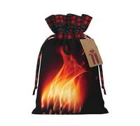 Drawstring Christmas Gift Bags with Tag Small Treat Goody Bags Reusable Gift Wrapping Sacks Pouches Xmas Presents Wrapping Bag Flames Matches Candy Treat Bag for Party Favors Medium