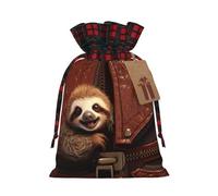 Drawstring Christmas Gift Bags with Tag Small Treat Goody Bags Reusable Gift Wrapping Sacks Pouches Xmas Presents Wrapping Bag Sloth on zipper Candy Treat Bag for Party Favors Medium