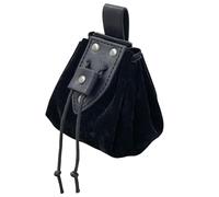 Drawstring Coin Purse Leather Drawstring Pouch Retro Portable Coin Purse Vintage Belt Pouch Dice Bag for Travelling(Black)