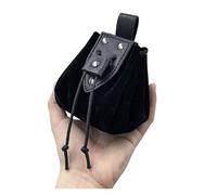 Drawstring Coin Purse Unisex Money Pouch Bag Fanny Pack Belt Costume Props Faux Leather Drawstring Bag Portable Coin Purse for Travelling(Black1)