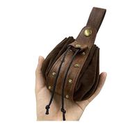 Drawstring Coin Purse Unisex Money Pouch Bag Fanny Pack Belt Costume Props Faux Leather Drawstring Bag Portable Coin Purse for Travelling(Brown2)