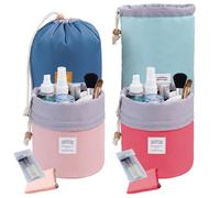 Drawstring Cosmetic Bag, 4PCS Drawstring Makeup Bag, Colorful Travel Cosmetic Organizer with Mesh Pockets & Zipper Pouch, Waterproof Portable Toiletry for Women, Makeup