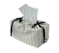 Drawstring Decorative Polyester Tissue Box Organiser with Tassels Trim Stylish Napkin Holder Home Storage Solution Elegant Square Tissue Box Cover