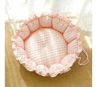 Drawstring Design Round Cat Dog Bed - Cooling Dual-Sided Ice Bean & Velvet Donut Pet Bed, Soft Calming Nest with Versatile Dual-Use Design for Indoor Small Dogs Cats All Season Sleeping (#1,One Size)