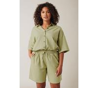 Drawstring Detail Linen Shorts Evans Green 30-32