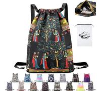Drawstring Foldable Large Capacity Dry-Wet Separation Travel Sports Backpack, Waterproof Gym Bag Multiple Pockets for Women (A)