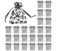 Drawstring Gift Bags Organza 50pcs Black Paw Print for Jewelry | Sheer Mesh Design, Breathable Pouch Style, Retail Packaging and Boutique Wrapping for Wax Melts