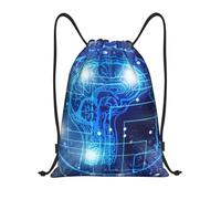 Drawstring Gym Backpack, Artificial Intelligence Brain, Lightweight Drawstring Bags For Women Men, Water-Resistant Sports Duffle Bag, Foldable Yoga Bag With Adjustable Straps For Fitness/Travel