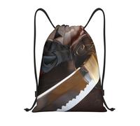 Drawstring Gym Backpack, Japan Samurai Sword, Lightweight Drawstring Bags For Women & Men, Water-Resistant Sports Duffle Bag, Foldable Yoga Bag With Adjustable Straps For Fitness/Travel, Medium