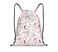 Drawstring Gym Backpack, Romantic Paris Butterfly, Lightweight Drawstring Bags For Women & Men, Water-Resistant Sports Duffle Bag, Foldable Yoga Bag With Adjustable Straps For Fitness/Travel, Small