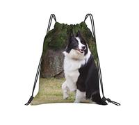 Drawstring Gym Bag 36x42cm, Bad Dog Border Collie Kids Drawstring Bag Children Large Storage Pouch, For Men, Travel, Swimming