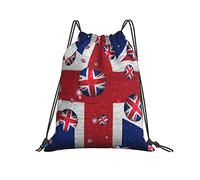 Drawstring Gym Bag 36x42cm, British Flag Unisex String Bag Water Repellency Folding Sports Sack, For Beach, Women, Travel