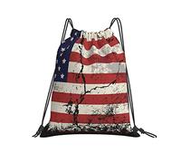 Drawstring Gym Bag 36x42cm, Grunge Illustration Of The American Flag Unisex String Bag Adults Boys Rucksack, For Birthday, Men, Beach
