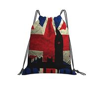 Drawstring Gym Bag 36x42cm, London Flag Sports Gym Bag Girls Large Sports Sack, For Shopping, Swimming, Yoga