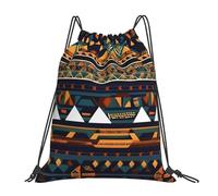 Drawstring Gym Bag African Ethnic Pattern Print Personalised Drawstring Bag Folding Water Repellency Sports Sack, For Shopping, Yoga, Hiking, 36x42cm