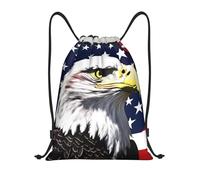 Drawstring Gym Bag Bald Eagle Flag Print Unisex String Bag Water Repellency Fashion Storage Pouch, For Travel, Swimming, Holidays, 36x42cm