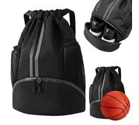Drawstring Gym Bag, Basketball Bag With Adjustable Straps, Black Drawstring Bag, Gym Backpack For Sports Equipment Travel Beach School