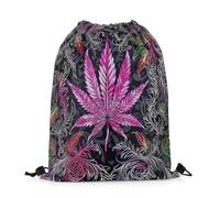 Drawstring Gym Bag Botanical Rainbow Leaves Unisex String Bag Water Repellency Folding Rucksack, For Gym, Yoga, Women, 36x42cm
