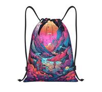 Drawstring Gym Bag Colorful Abstract Mountain Personalised Drawstring Bag Adults Folding Storage Pouch, For Men, Shopping, Gym, 36x42cm
