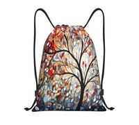 Drawstring Gym Bag Colorful Tree Rainbow Leaves Light Backpack Water Repellency Folding Sports Sack, For Women, Activities, Holidays, 36x42cm