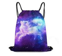 Drawstring Gym Bag, Comfortable Gym Backpack, Purple Blue Galaxy Fox Art, Foldable String Sackpack For Yoga, Teenager, School, 36X42cm