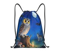 Drawstring Gym Bag, Comfortable Swimming Backpack, Night Creatures Blue, Lightweight Swim Bags For Travel, Yoga, School, 36X42cm