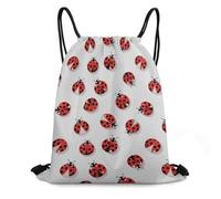 Drawstring Gym Bag Cute Ladybug Insect Unisex String Bag Large Fashion Rucksack, For Holidays, Sports, Activities, 36x42cm