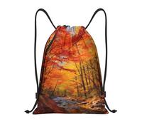 Drawstring Gym Bag Fall Foliage Gym Backpack Girls Large Storage Pouch, For Yoga, Shopping, Beach, 36x42cm