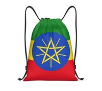 Drawstring Gym Bag Flag Of Ethiopia Print Drawstring Bag Large Water Repellency Rucksack, For Birthday, Gym, Activities, 36x42cm