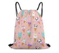 Drawstring Gym Bag, Foldable Swimming Backpack, Cute Ice Cream Animals Cat Panda Llama Horse Seas Pink, Comfortable Swim String Backpack For Travel, Yoga, Women, 36X42cm