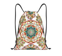 Drawstring Gym Bag for Men/Women,Boho Floral Colorful Bohemian Mandala Print Draw String Back Bag Sports Gym Beach Swim Backpack