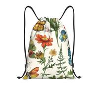 Drawstring Gym Bag for Men/Women,Floral Flowers Butterfly Rustic Vintage Decor Draw String Back Bag Sports Gym Beach Swim Backpack