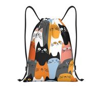 Drawstring Gym Bag for Men/Women,Funny Cats Colorful Graphic Kittens Cartoon Style Draw String Back Bag Sports Gym Beach Swim Backpack