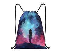 Drawstring Gym Bag Galaxy Space Star Light Backpack Water Repellency Folding Rucksack, For Travel, Sports, Activities, 36x42cm