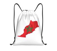 Drawstring Gym Bag Morocco Flag Map Print String Swimming Bag Water Repellency Folding Rucksack, For Shopping, Gym, Yoga, 36x42cm