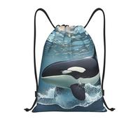 Drawstring Gym Bag Orca Killer Whale Drawstring Bag Folding Adults Storage Pouch, For Children, Yoga, School, 36x42cm