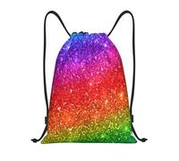 Drawstring Gym Bag Rainbow Pattern Rainbow Sequins Gym Sack Bag Folding Adults Storage Pouch, For Holidays, Swimming, Gym, 36x42cm